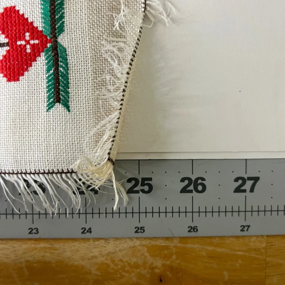 Handmade Swedish Linen Crossstitch Towel Graphics Church‎ Candles Cross 14 x 24